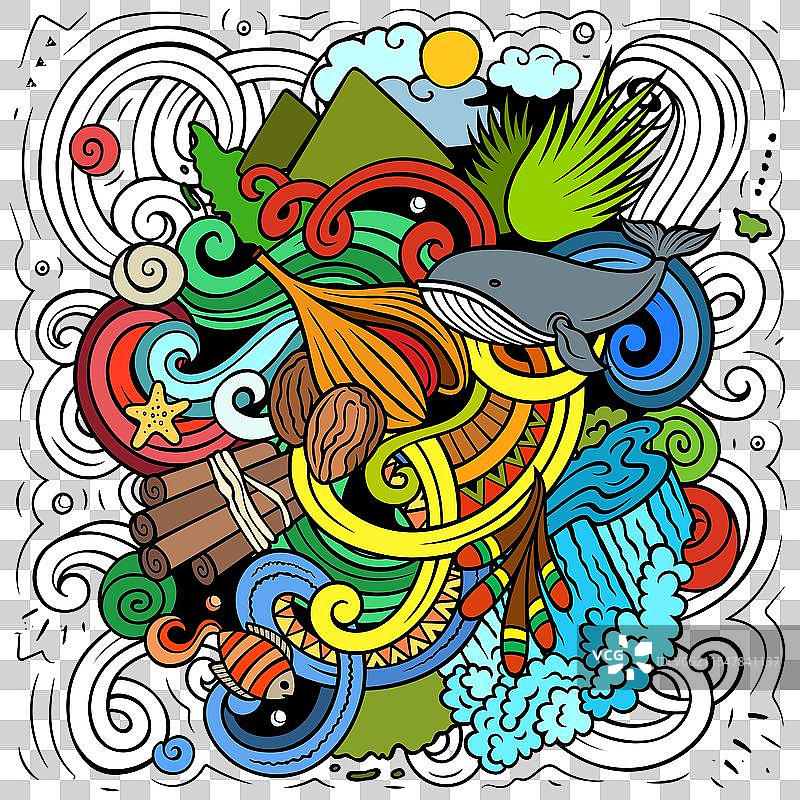 格林纳达卡通涂鸦有趣的地方设计图片素材