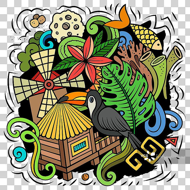 夏威夷卡通涂鸦设计图片素材