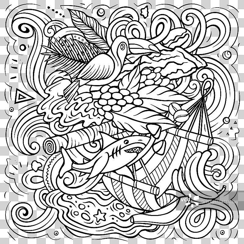 尼加拉瓜卡通涂鸦有趣的地方设计图片素材