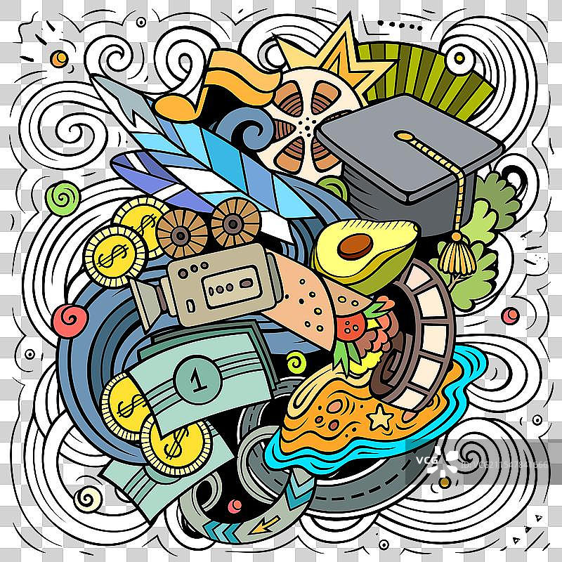 加利福尼亚手绘卡通涂鸦搞笑美国图片素材