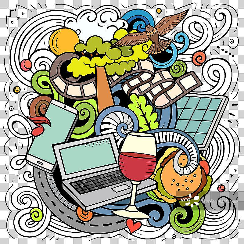 加利福尼亚手绘卡通涂鸦搞笑美国图片素材