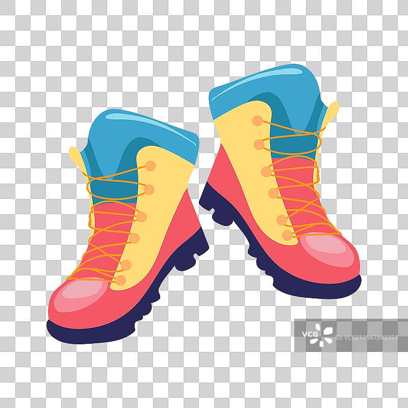 平面设计的登山靴，采用皮革材质。图片素材