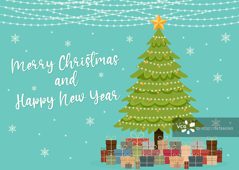 圣诞快乐和新年快乐明信片图片素材