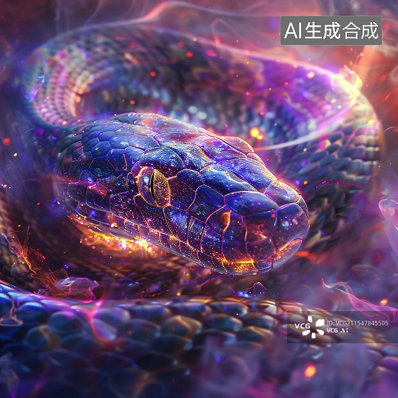 【AI数字艺术】蛇、星空、动物、炫光、幻彩、C4D图片素材