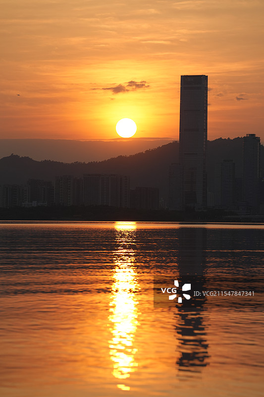 深圳湾公园的日落图片素材