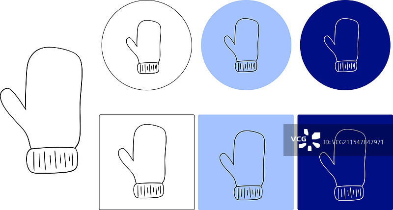 冬季手套图形线条标志用于网络应用程序图片素材
