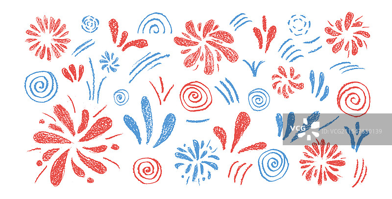 节日烟花爆竹套装，孤立在白色背景上图片素材