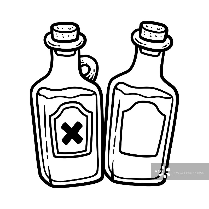 毒药和药水瓶的隔离线条图片素材