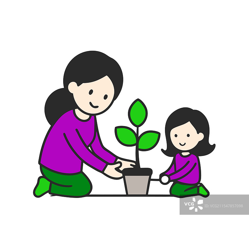 国际妇女节家庭植树图片素材