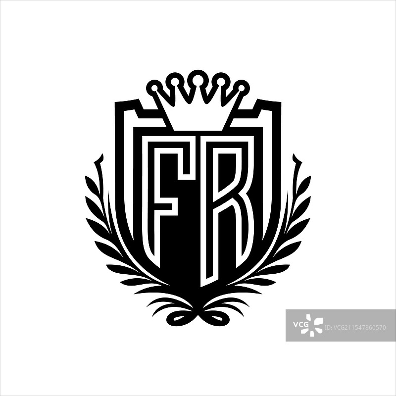 复古风格的带皇冠的法语徽章形状标志图片素材