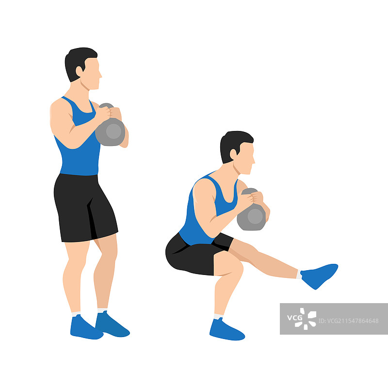 男子进行单臂壶铃单腿深蹲练习图片素材
