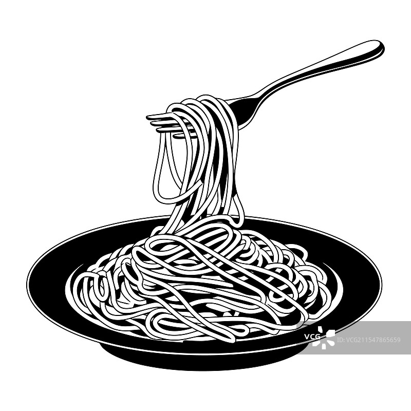 黑白色意大利面盘图片素材