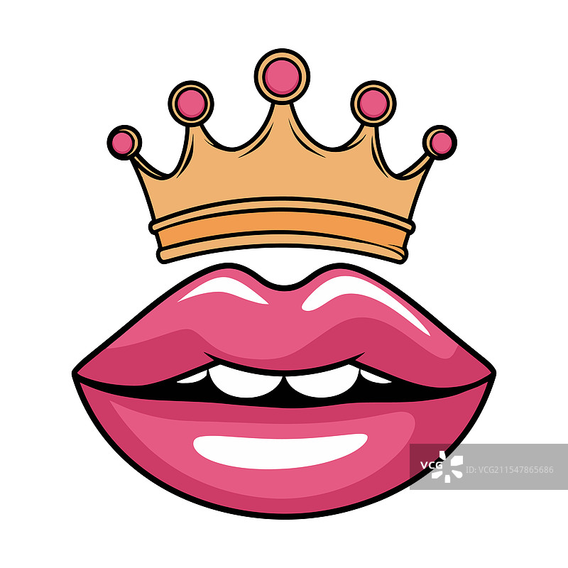 带有王冠的嘴唇图片素材