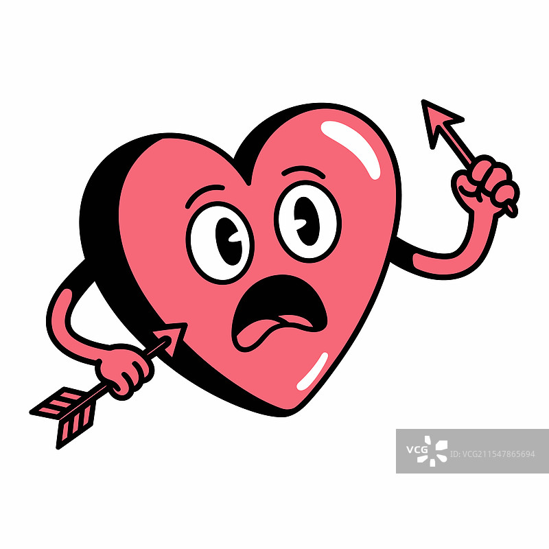 搞笑的卡通心形与箭头表情图片素材