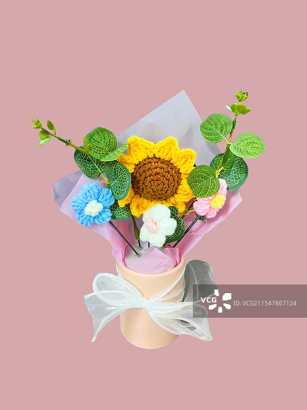 情人节鲜花2月14手作绒线花创意向日葵图片素材