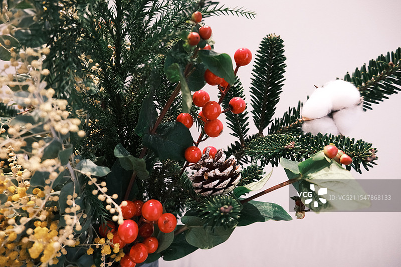 圣诞节装饰 树枝插瓶图片素材