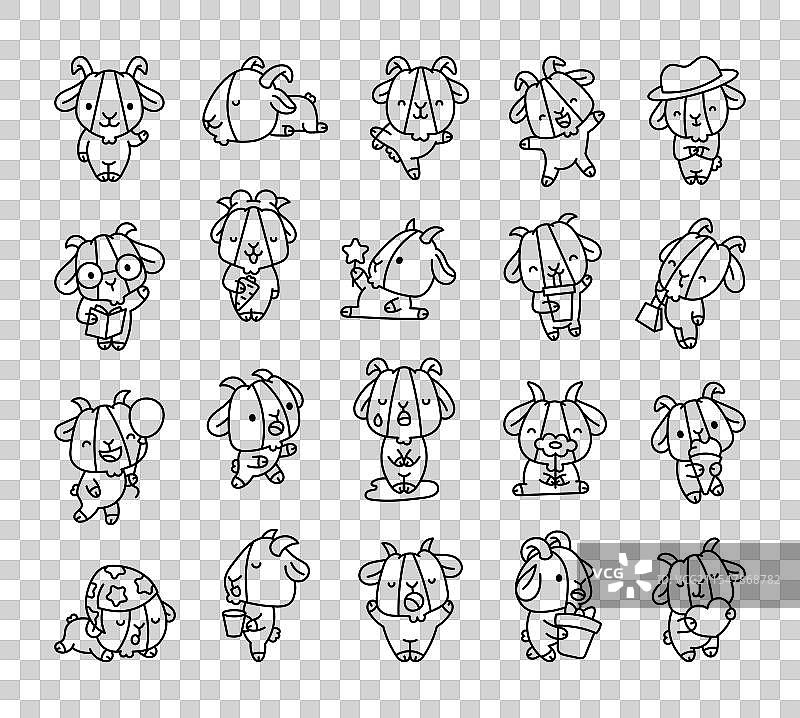 可爱搞笑的小山羊卡通角色图片素材