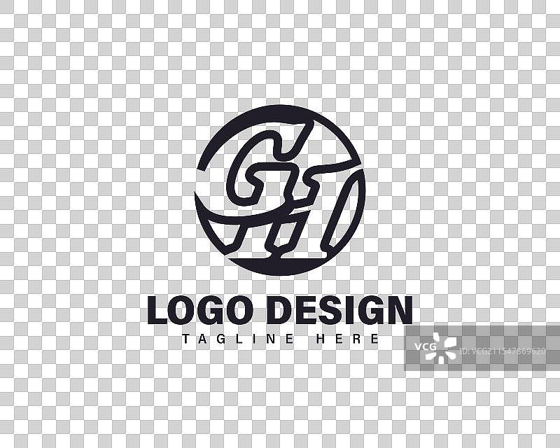 圆形风格的字母GH HG单字母组合标志设计图片素材