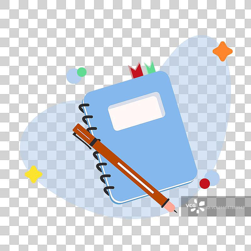 螺旋笔记本和钢笔的组合图片素材