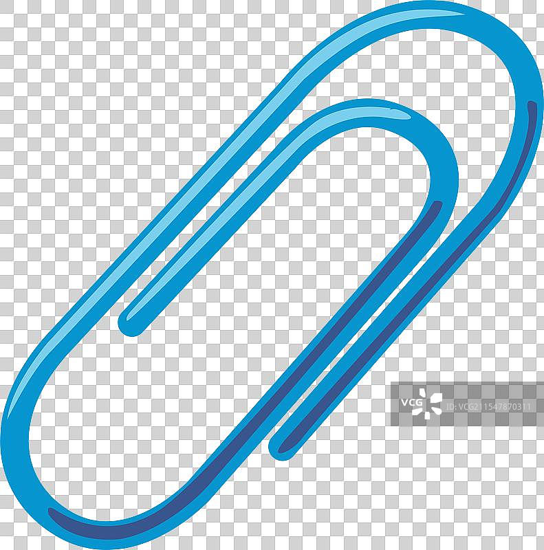 简单的蓝色回形针在白色背景上图片素材