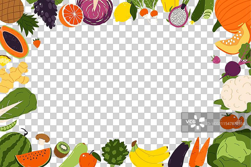 手绘有机食品框架与水果图片素材