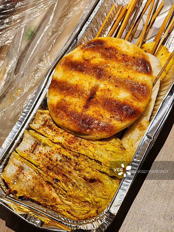 素食烧烤烤饼烤娃娃菜图片素材