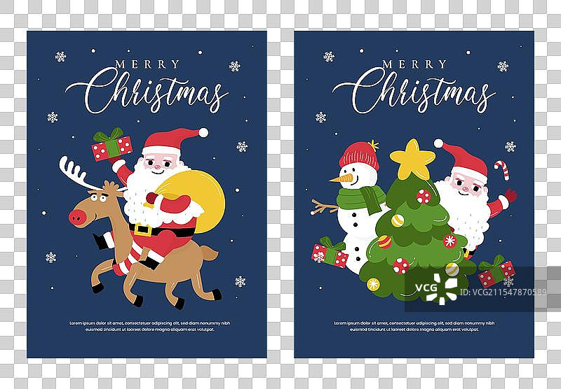 圣诞老人手绘平面卡片模板图片素材