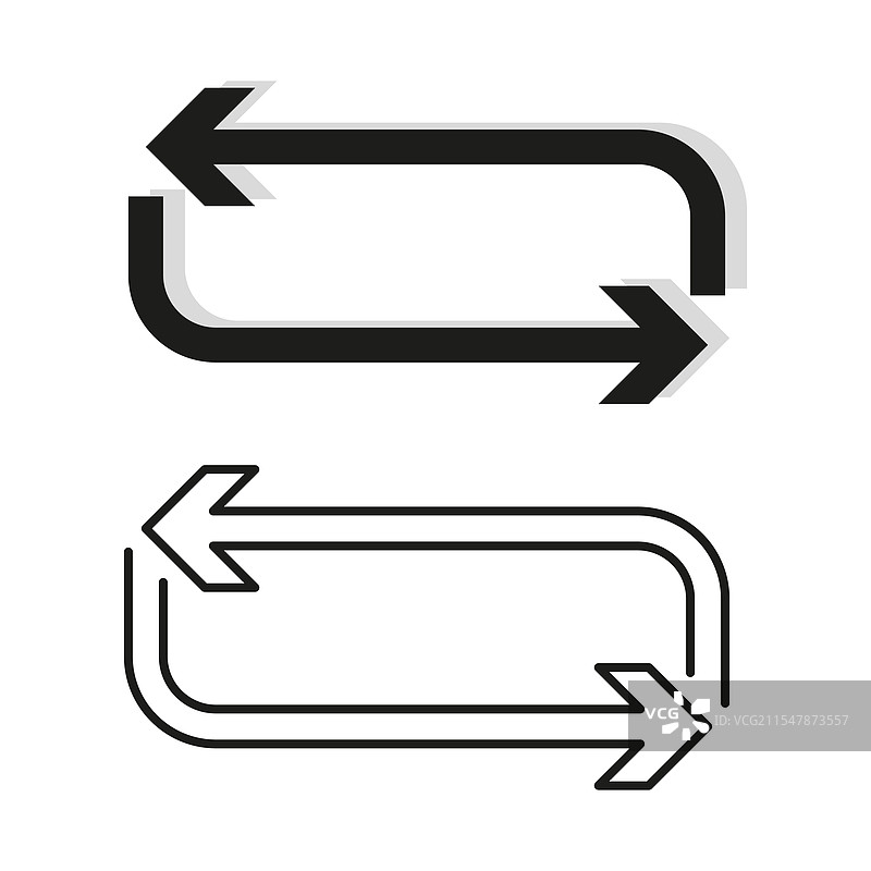 双箭头图标循环形状反向流动图片素材