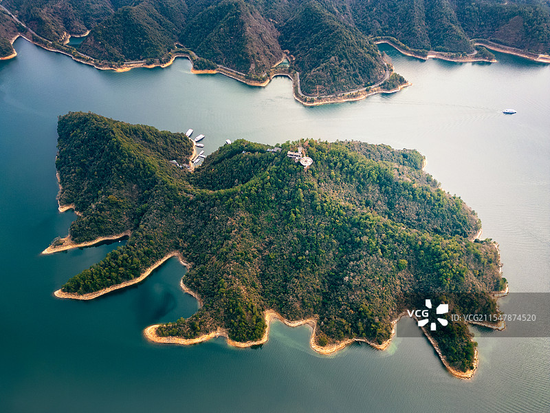 千岛湖黄山尖鸟瞰图片素材