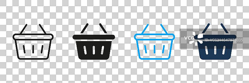 购物篮线条和轮廓图标集图片素材