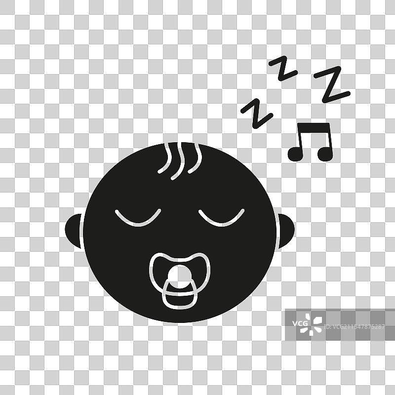 含奶嘴的睡眠婴儿剪影图标图片素材