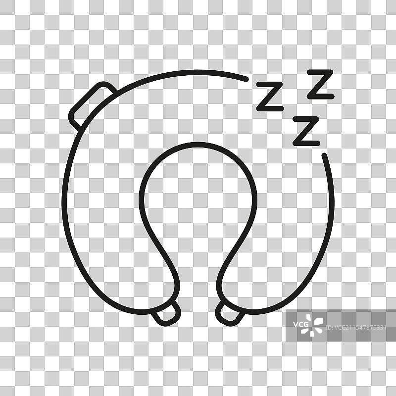 舒适的旅行颈枕与ZZZ线条图标图片素材