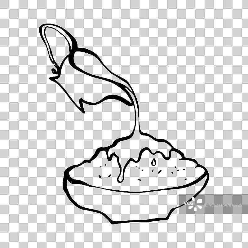 土豆泥配肉汁的涂鸦画草图图片素材