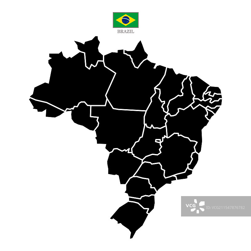 巴西领土地图与国旗图片素材