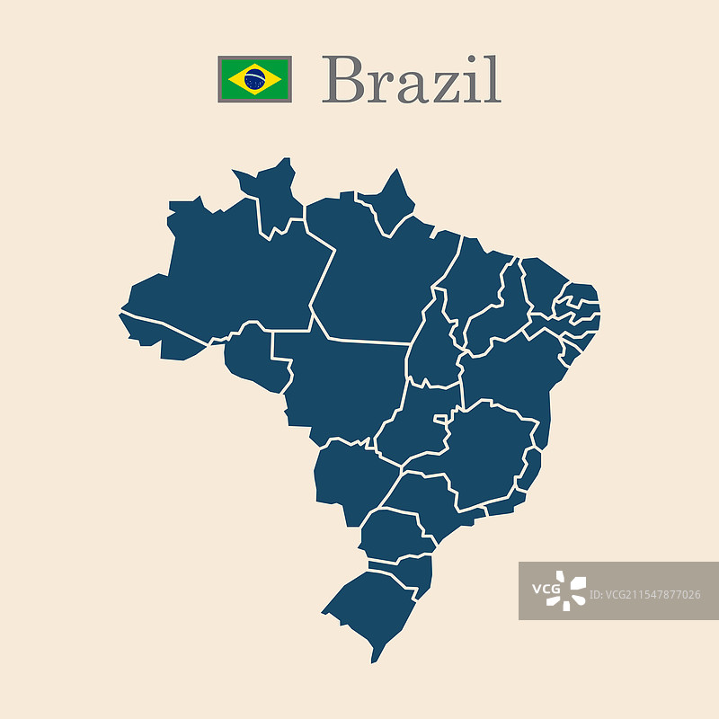 详细的巴西地图与国旗图片素材