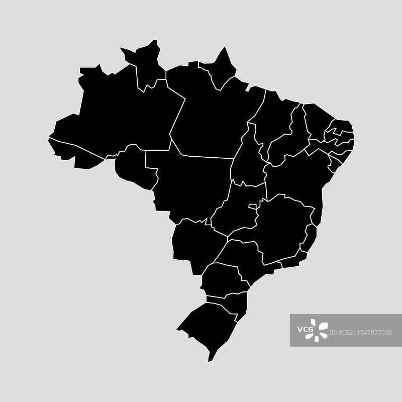 巴西地图，显示各州和地区图片素材