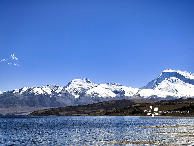 玛旁雍错和纳木那尼峰图片素材
