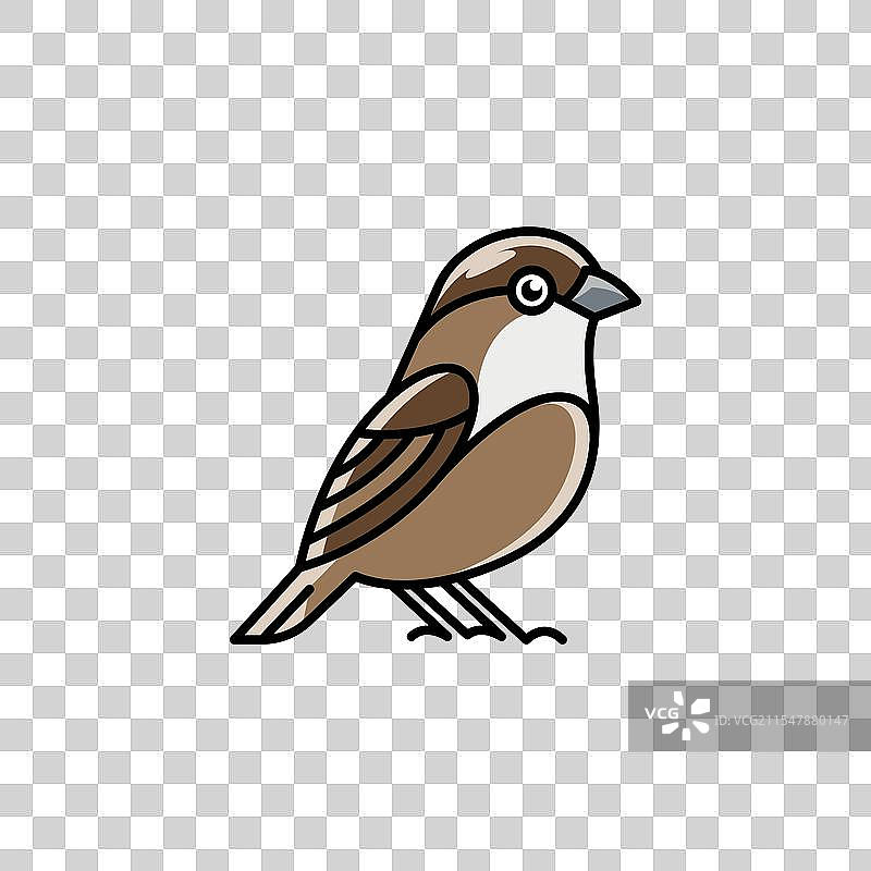 极简风格的麻雀鸟平面线条艺术图标标志图片素材