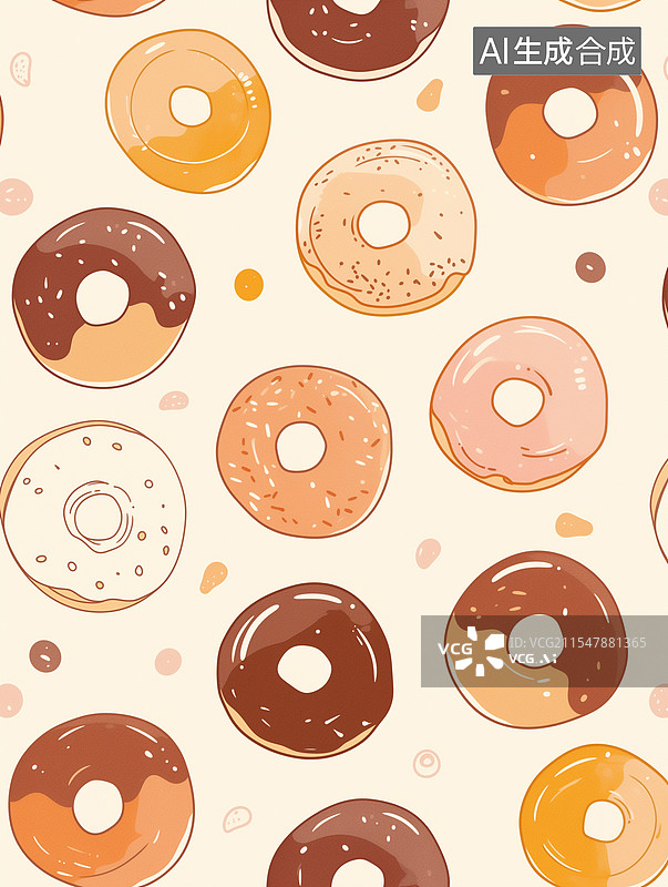 【AI数字艺术】甜甜圈宇宙——可爱风食物背景插图图片素材