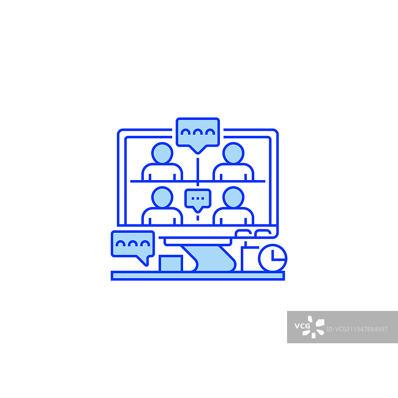 视频会议线条图标线性风格标志图片素材