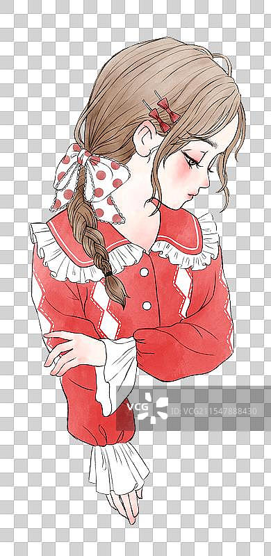 少女文艺森系萝莉手绘水彩插画图片素材