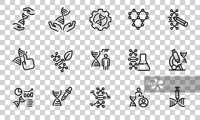 DNA基因编辑研究技术图标线条图片素材