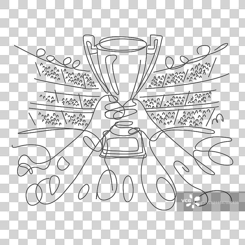 获胜者奖杯连续线图标图片素材