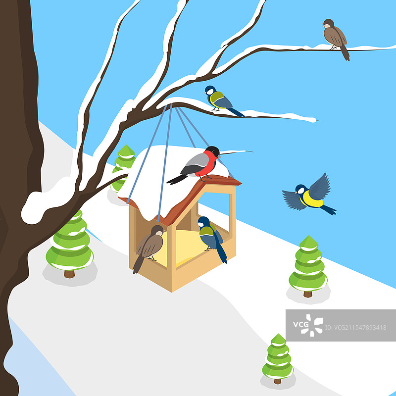 冬季的三维等距平面图图片素材