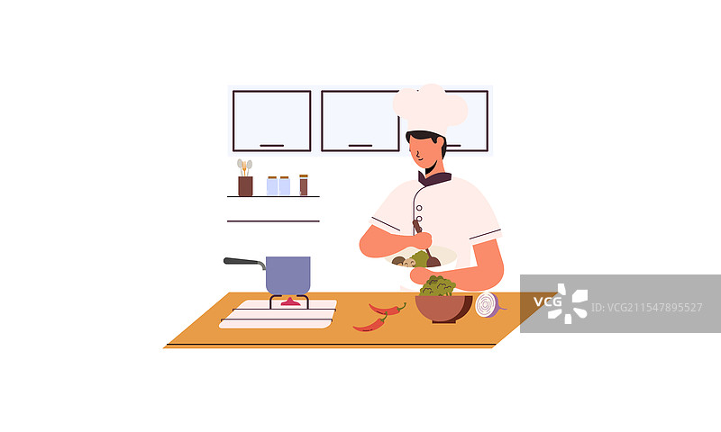 专业厨师在烹饪食物图片素材