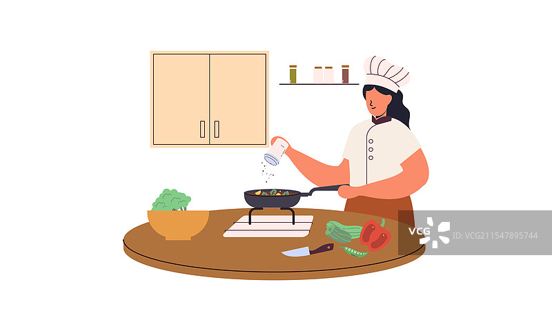 专业厨师在烹饪食物图片素材