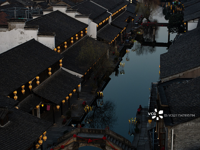 航拍江南古镇图片素材