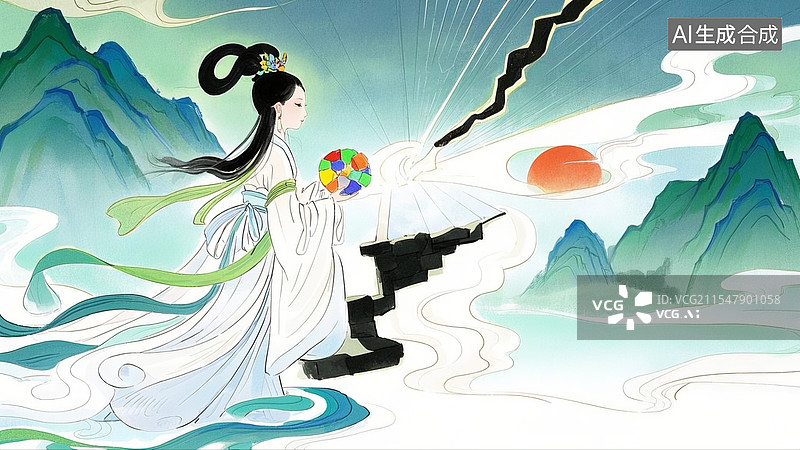 【AI数字艺术】女娲补天图片素材