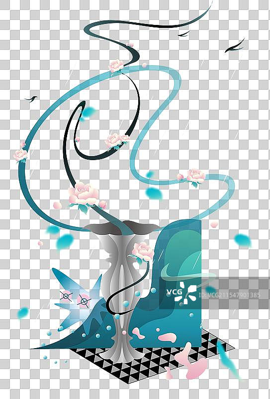 谷雨牡丹新中式节气插画素材图片素材