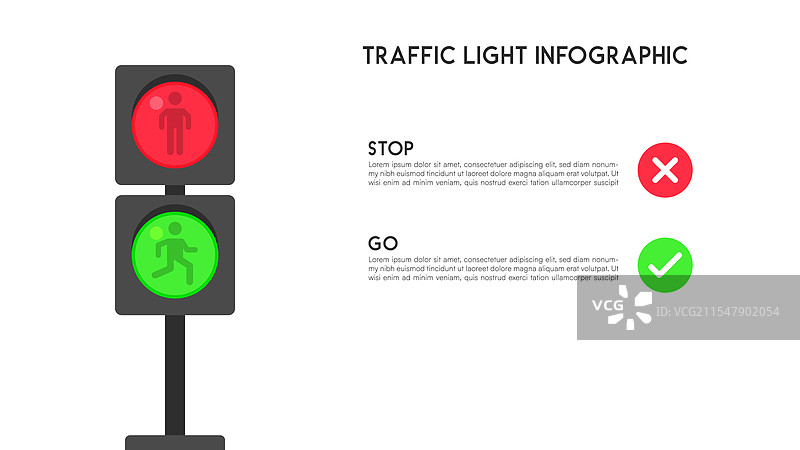 行人交通信号灯信息图，带有停止标志图片素材